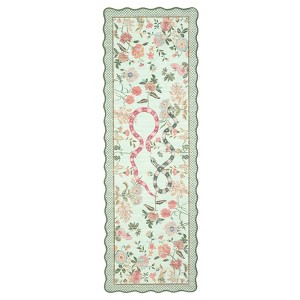Washable Scalloped Living Room Rugs, Floral Snake Print Farmhouse Bedroom Carpet, Non Slip Low Pile Dining Room Rugs - 1 of 4