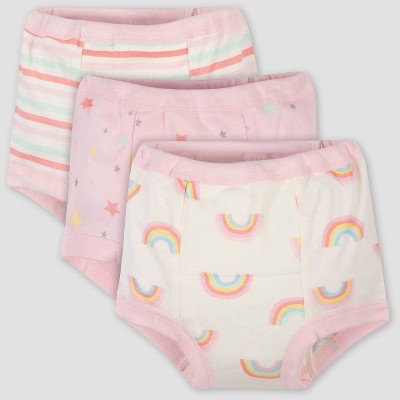 Gerber Baby Girls' 3pk Rainbow Print Training Pants - Pink 3T