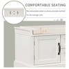 PAGED 42.5" L Distressed Storage Ottoman with Velvet Cushion, Entryway Bench with 2 Drawers and 2 Cabinets, Shoe Bench for Living Room, Entryway - 3 of 4