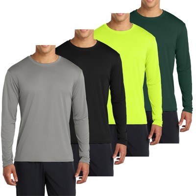 Mafoose Men’s Casual UPF 50 Long Sleeve Performance T-Shirt Pack of 4