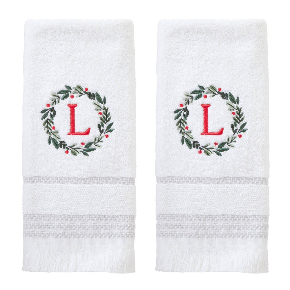 SKL Home 2pk Wreath Monogram Hand Towels "L"