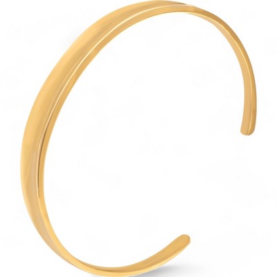 Anna-Kaci Women's Slim Polished Cuff Bracelet with Gold Tone Minimalist Jewelry Piece- Gold