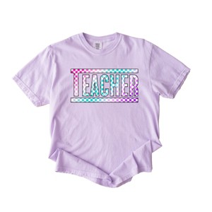 Simply Sage Market Teacher Checkered Colorful Garment Dyed Tee - 1 of 4