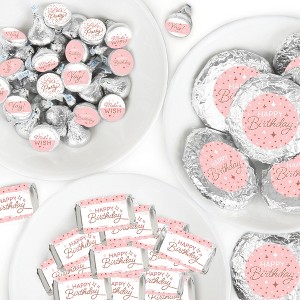 Big Dot of Happiness Pink Rose Gold Birthday - Happy Birthday Party Candy Favor Sticker Kit - 304 Pieces - 1 of 4