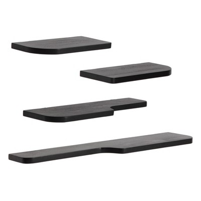 MH London Dale  36" Set of 4 Wall Mounted Shelves Mango Wood in Black