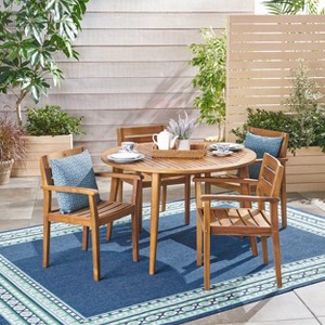 Christopher Knight Home Pag Outdoor 5 Piece Acacia Wood Dining Set - 1 of 4