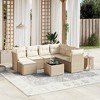 vidaXL Garden Sofa Set Beige Poly Rattan, Powder-Coated Steel, Glass Large - 2 of 4