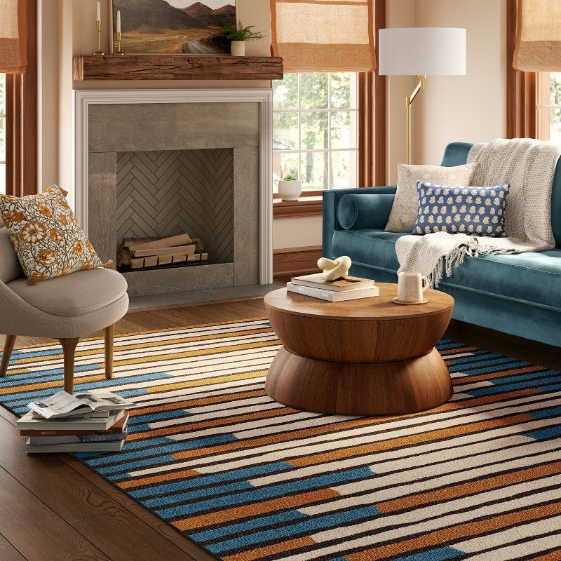 Striped Area Rug Turquoise/Yellow - Threshold™, 2 of 7