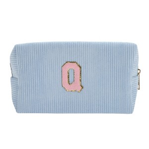 Unique Bargains Corduroy Rectangular Letter Makeup Bag Sky Blue 1 Pc - 1 of 4