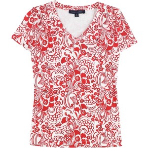 Tommy Hilfiger Womens Floral-Print Basic T-Shirt - 1 of 1