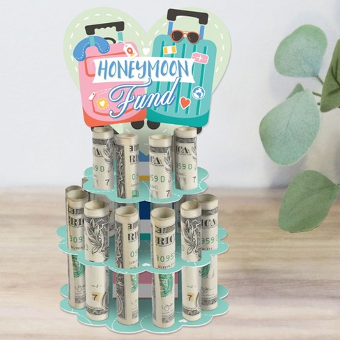 Big Dot of Happiness Honeymoon Fund - DIY Wedding or Engagement Party Money Holder Gift - Cash Cake - image 1 of 4