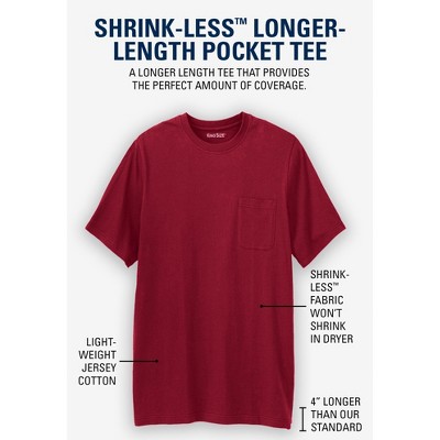 KingSize Shrink-Less Lightweight Longer-Length Crewneck Pocket T-Shirt
