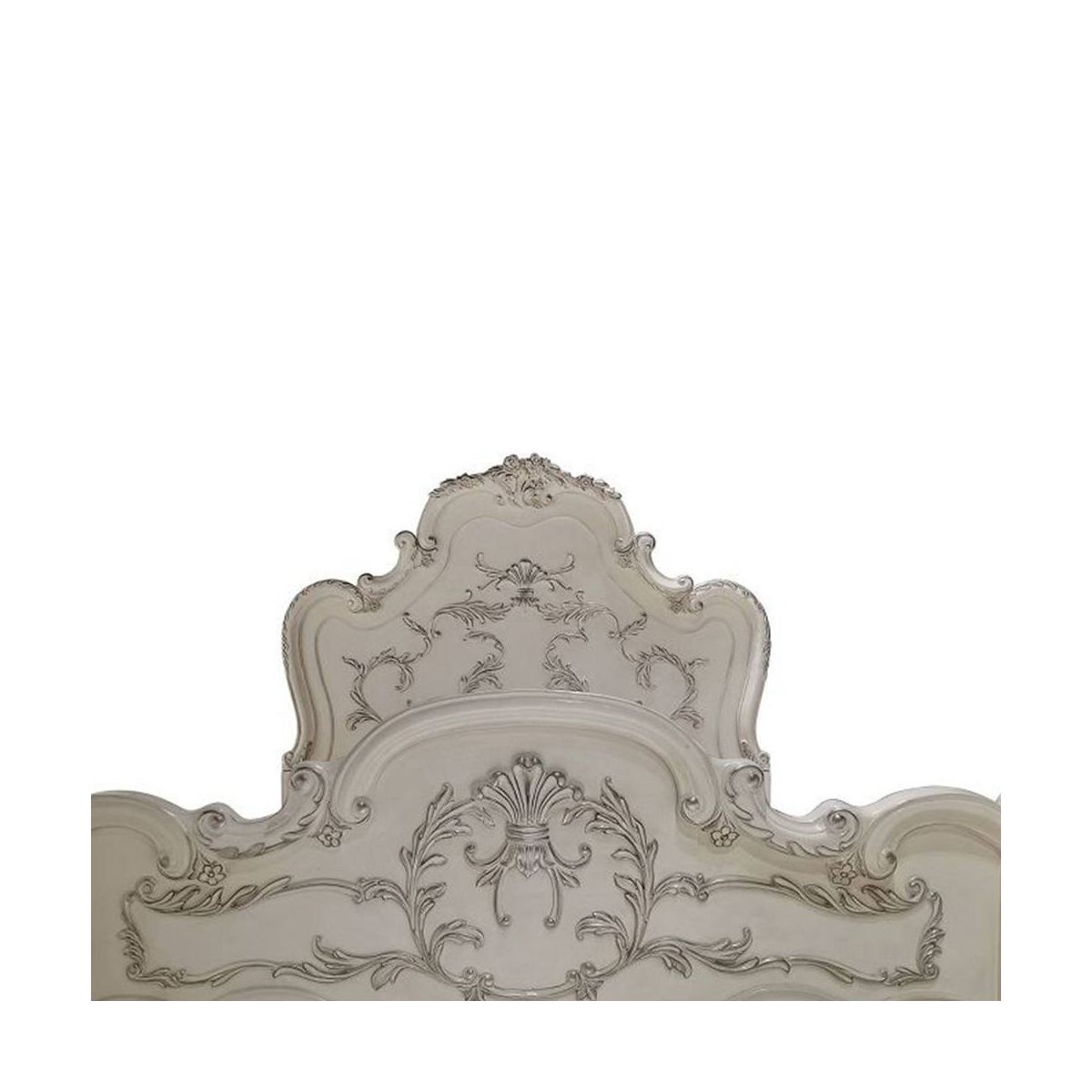 97"California King Bed Dresden Bed Bone White Finish - Acme Furniture: Traditional Design, Claw Feet, Faux Leather - thumbnail 2