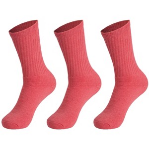 3 Pairs Cotton Crew Socks for Women – Soft, Breathable & Cushioned Athletic Sport Socks, Size 9-11 - 1 of 4