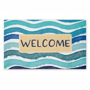 Stupell Industries Coastal Waves Welcome Printed Outdoor Door Mat, design by Emily Cromwell, 18"x30" - 1 of 4
