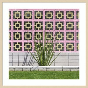 Amanti Art Mid Century Breeze Block Wall with Cactus by Tom Windeknecht Wood Framed Wall Art Print - 1 of 4