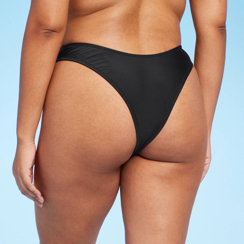 Women's Scoop Front Ultra Cheeky Ultra High Leg Bikini Bottom - Wild Fable™ Black, 6 of 9