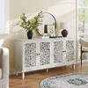 Okak 60in Sideboard Cabinet with Floral Carvings, Bufft Cabinet with 4 Door and 2 Shelf, Storage Cabinet for Living Room, Dining Room, Kitchen - 2 of 4