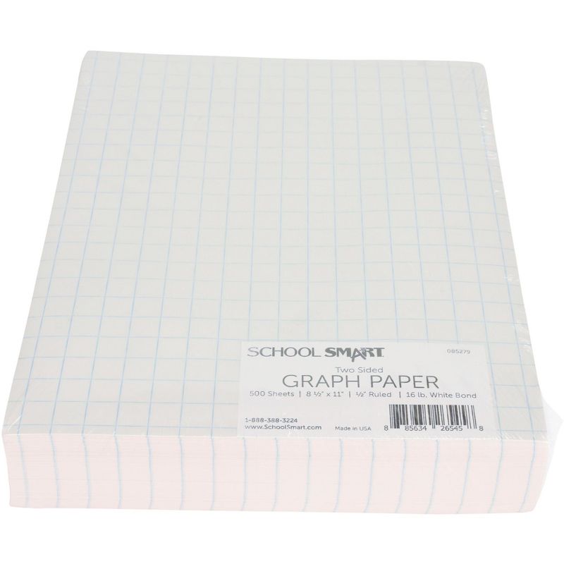 School Smart Graph Paper, 8-1/2 x 11 Inches, 1/2 Inch Rule, White, 500 Sheets, 4 of 6