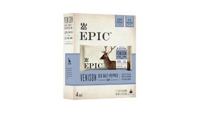 EPIC Venison 100% Grass Fed Sea Salt + Pepper Meat Bar 1.5 oz, Meat