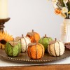 Northlight Textured Shredded Wood Pumpkin Fall Harvest Decorations- 3.5" - Orange and Green - Set of 6 - 2 of 4