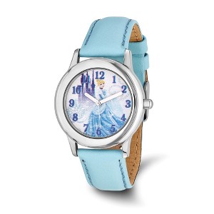 Black Bow Jewelry Disney Girls Princess Cinderella Light Blue Leather Tween Watch - 1 of 4