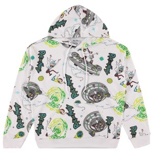 Mens Rick and Morty Hoodie - Rick and Morty Mens Multi Print Sweatshirt - Rick & Morty, Summer, Squanchy Classic Hoodie - 1 of 4