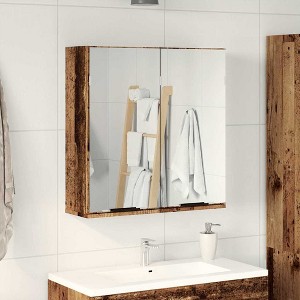 CLIHOME Modern 2 Doors Wall-Mounted Bathroom Mirror Cabinet Engineered Wood Medium Mirror - 1 of 4