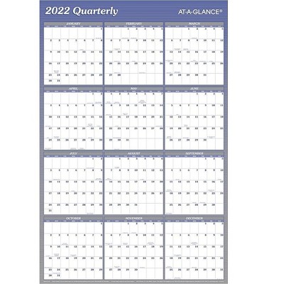 AT-A-GLANCE 2022 36" x 24" Yearly Calendar Reversible Blue A1102-22