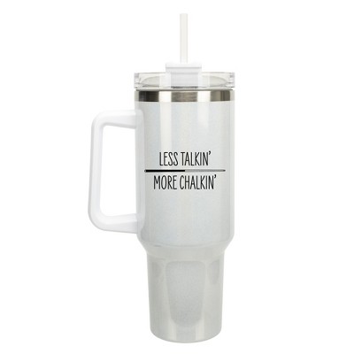 100 North Less Talkin' More Chalkin' Billards Pool Player Wrap-Around 40 Oz. Stainless Steel Water Bottle Coffee Mug, Spill & Leak Resistant, Travel