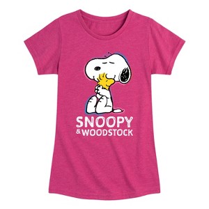 Girls' - Peanuts - Snoopy And Woodstock Fitted Short Sleeve Graphic T-Shirt - 1 of 4
