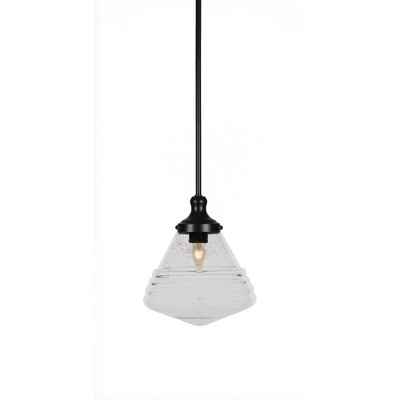 Toltec Lighting Juno 1 - Light Pendant in  Matte Black with 10" Clear Bubble Shade