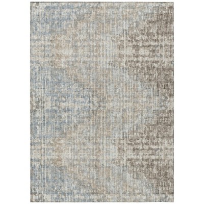 Beige And Gray Geometric Washable Indoor Outdoor Area Rug