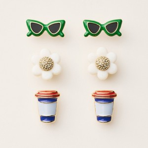 Mixed Novelty Stud Earrings 3pk - kate spade new york x Target Green/Blue/White - 1 of 4