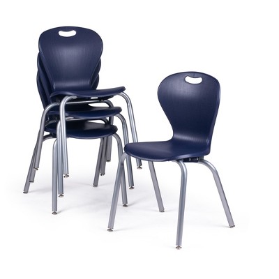 School Student Stack Chair - Ergonomic Molded Seat Shell with Robust Riveted Frame - for Classrooms in Home Learning of Office - Pack of 4 Chairs
