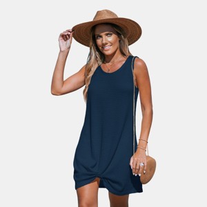 Women's Waffle Knit Hem Twist Cover-Up Dress -Cupshe - 1 of 4