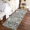 Washable Modern Floral Rug Non Slip Low Pile Rug Soft Contemporary Throw Floor Cover Foldable Indoor Carpet for Living Room Bedroom,Gray Green/2'x6' - 4 of 4