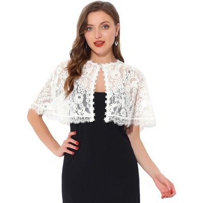 Allegra K Women's Evening Wedding Floral Lace Cape Shawls