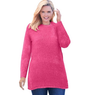 Woman Within Plus Size Crewneck Chenille Sweater