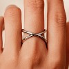 Minimalist Silver Intertwined Cross Ring, Sleek Modern Unisex Design, Lightweight, Perfect for Daily Wear & Fashion Statement - 3 of 4