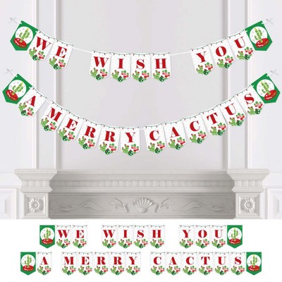 Big Dot of Happiness Merry Cactus - Christmas Cactus Party Bunting Banner - Party Decorations - We Wish You A Merry Cactus