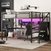 Okak Loft Bed with L-Shaped Desk ,Space-Saving Metal Loft Beds with LED Lights,High Loft Bed with Wardrobe for Kids,Teens,Adults - 2 of 4