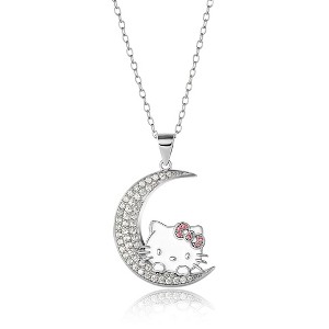 Sanrio Hello Kitty Sterling Silver Moon Cubic Zirconia Pendant Necklace - 1 of 4