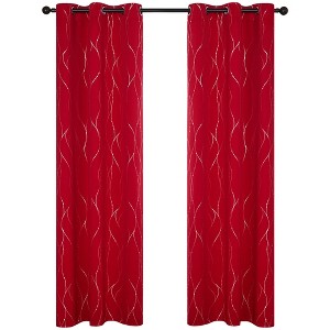 Deconovo Wave Line with Dots Blackout Curtains, 42-Inch Wide, 2 Panels - 1 of 4