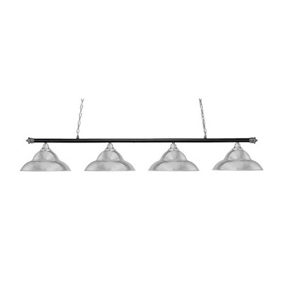 Toltec Lighting Oxford 4 - Light Island Pendant Light in  Chrome/Matte Black with 16" Chrome Double Bubble Metal Shade Shade