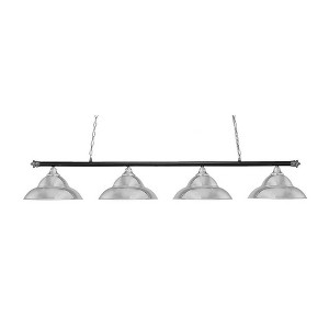 Toltec Lighting Oxford 4 - Light Island Pendant Light in  Chrome/Matte Black with 16" Chrome Double Bubble Metal Shade Shade - 1 of 1