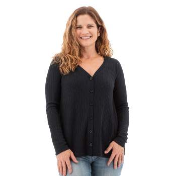 Aventura Clothing Women's Corolla Long Sleeve V-Neck Button Down Shirt - Anthracite, Size XX Large