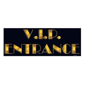 Beistle 8" x 22" VIP Entrance Sign Black/Gold 9/Pack 50089