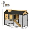 47" Wooden Rabbit Hutch Outdoor with Run, Metal Frame, 2-Story Bunny Rabbit Cage with Removable Tray, Ramp, Bunny Hutch with Space-Saving Design - 3 of 4