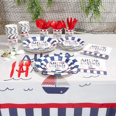 Nautical Blue and Red Baby Shower Party Set for Boys